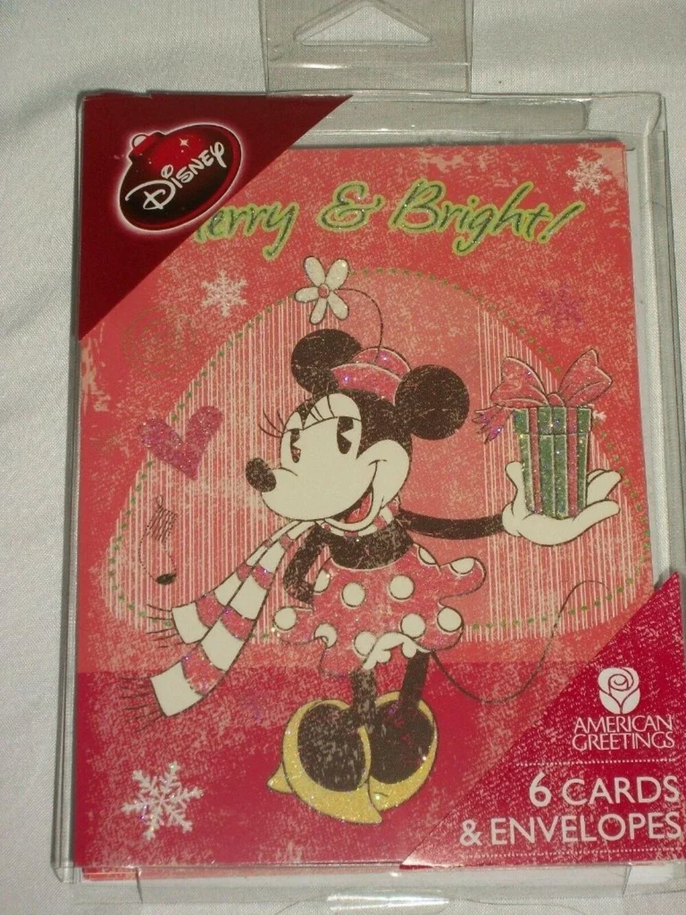 Disney Minnie Mouse Christmas Cards Set 6 Pack With Envelopes By American Greeti